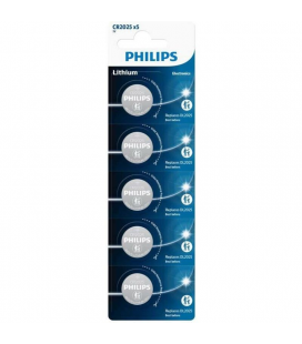 Pack de 5 pilas de botón philips cr2025p5/01b lithium/ 3v