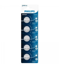 Pack de 5 pilas de botón philips cr2025p5/01b lithium/ 3v