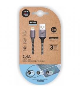 Cable usb 2.0 tech one tech tec2022/ usb macho - lightning macho/ 2m/ gris