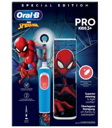 Oral-B Vitality Pro Kids Spiderman Niño Cepillo dental oscilante Azul, Rojo
