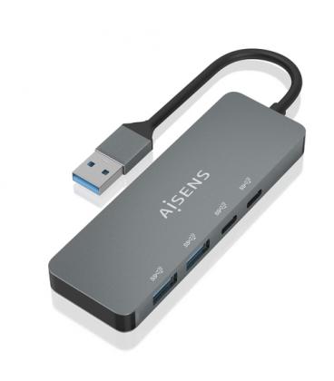 AISENS Hub USB 3.2 Gen2 10G USB-A, USB-A/M-2xUSB-C/H-2xUSB-A/H, Gris, 15cm