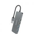AISENS Hub USB 3.2 Gen2 10G USB-A, USB-A/M-2xUSB-C/H-2xUSB-A/H, Gris, 15cm