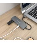 AISENS Hub USB 3.2 Gen2 10G USB-A, USB-A/M-2xUSB-C/H-2xUSB-A/H, Gris, 15cm