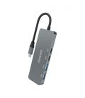 AISENS Hub USB 3.2 Gen2 10G USB-C, USB-C/M-2xUSB-C/H-2xUSB-A/H, Gris, 15cm