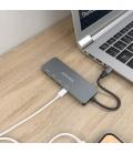 AISENS Hub USB 3.2 Gen2 10G USB-C, USB-C/M-4xUSB-C/H, Gris, 15cm