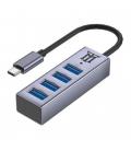 Hub usb tipo c maillon premium 4 x usb 3.2 plata