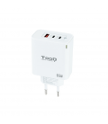 CARGADOR DE PARED TOOQ GAN 2USB-C PD USB-A QC 65W