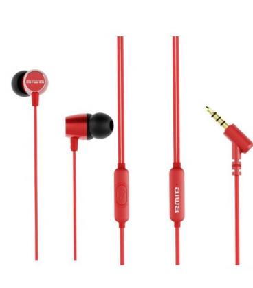 Auriculares intrauditivos aiwa estm-30rd/ con micrófono/ jack 3.5/ rojo