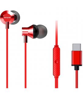 Auriculares intrauditivos aiwa estm-50usb-c/rd/ con micrófono/ usb tipo-c/ rojo