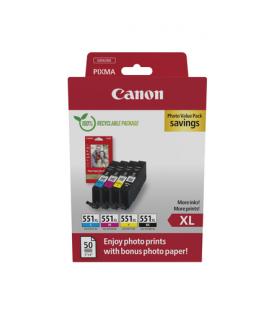Multipack Canon Cli-551Xl B/C/M/Y + 50 Hojas Papel Fotografico