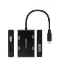 Conversor Nanocable 10.16.4307/ USB Tipo-C Macho - VGA Hembra/ DVI Hembra/ HDMI Hembra/ DisplayPort Hembra/ 10cm/ Negro