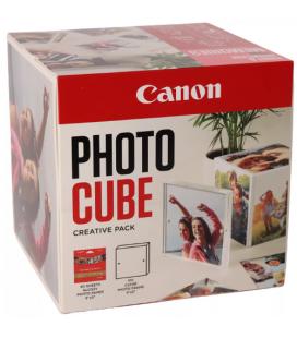 Papel Canon Pp-201 5X5 (40 Hojas) + Marco Fotos Xlboom Acrílico 13X13cm + Photo Cube White-Creative Pack Love-Pink