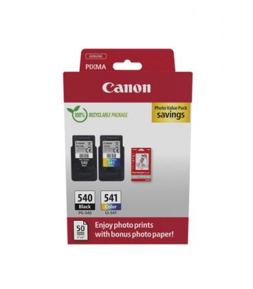 Cartucho de Tinta Original Canon PG-540 + CL-541 Multipack/ Negro/ Tricolor + Papel Fotográfico