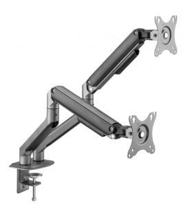 BRAZO DE MONITOR GEMBIRD PARA 2 PANTALLAS DE ESCRITORIO GRIS ESPACIAL