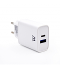 CARGADOR EWENT USB-C Y USB-A QC3.0 AC PD 2 PUERTOS (20W) BLANCO