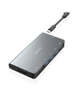 Docking USB Tipo-C Aisens ASUC-8P015-GR/ 1xHDMI/ 3xUSB/ 1xRJ45/ 1xLector Tarjetas / 1xUSB Tipo-C/ Gris