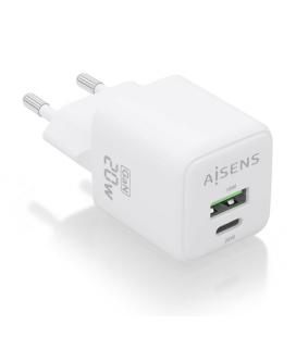 Cargador Gan de Pared Aisens ASCH-20W2P010-W/ 1xUSB Tipo-C/ 1xUSB/ 20W