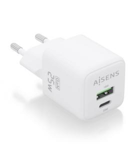 Cargador Gan de Pared Aisens ASCH-25W2P014-W/ 1xUSB Tipo-C/ 1xUSB/ 25W