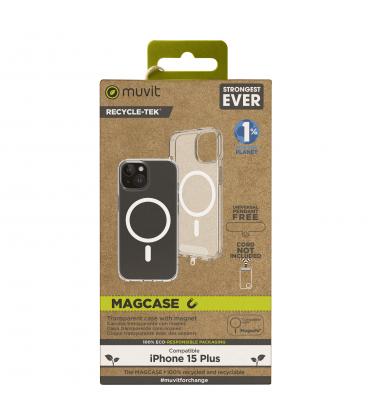 Funda muvit recycletek magsafe para apple iphone 15 plus transparente