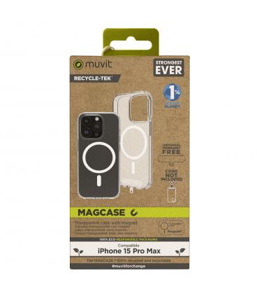 Funda muvit recycletek magsafe para apple iphone 15 pro transparente