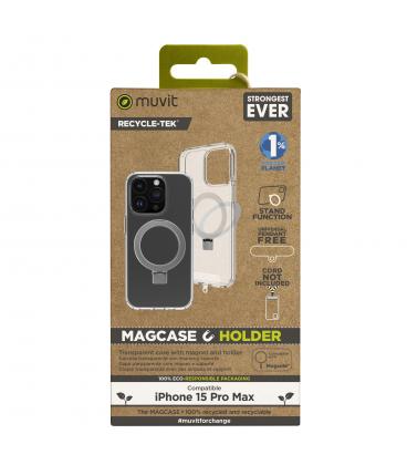 Funda muvit recycletek magsafe + soporte para iphone 15 pro max transparente