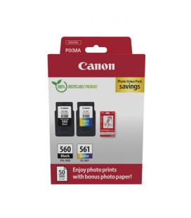 Cartucho de Tinta Original Canon PG-560 + CL-561 Multipack/ Negro/ Tricolor + Papel Fotográfico