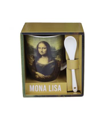 Taza de cerámica con cuchara enesco mona lisa