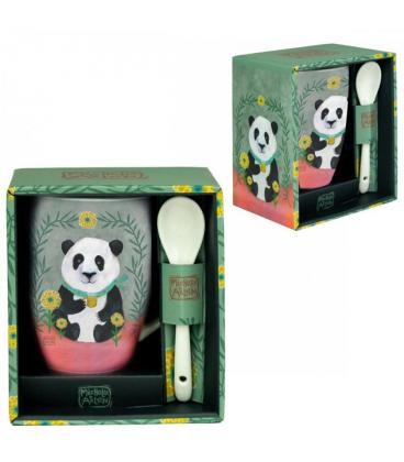 Taza de cerámica con cuchara enesco panda