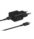 Cargador de Pared Samsung EP-T2510XBEGEU/ 1xUSB Tipo-C + Cable USB Tipo-C/ 25W