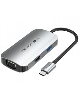 Docking usb tipo-c vention tqahb/ 1xhdmi/ 1xusb/ 1xvga/ 1xusb tipo-c pd/ gris