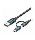 Cable usb 2.0 vention cqdbd usb macho - micro usb macho/ usb tipo-c macho/ 480mbps/ 50cm/ negro