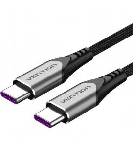 Cable usb 2.0 tipo-c 5a 100w vention taehh/ usb tipo-c macho - usb tipo-c macho/ hasta 100w/ 480mbps/ 2m/ gris