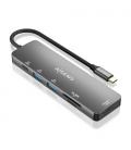 Docking USB Tipo-C Aisens ASUC-6P016-GR/ 1xHDMI/ 2xUSB/ 1xLector Tarjetas/ 1xUSB Tipo-C PD/ Gris