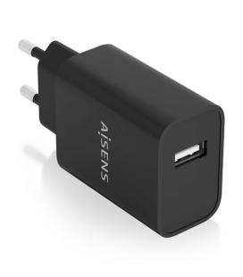 AISENS Cargador USB 10W alta eficiencia, 5V/2A, Negro