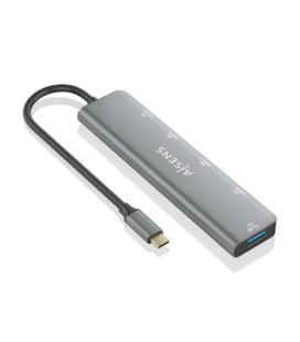 AISENS Hub USB 3.2 Gen1 5G USB-C, USB-C/M-1xUSB-C PD100W/H-1xUSB-C/H-3xUSB-A/H, Gris, 15cm