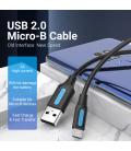 Vention Cable USB 2.0 COLBI/ USB Macho - MicroUSB Macho/ Hasta 60W/ 480Mbps/ 3m/ Negro