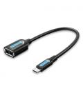 Vention Cable USB 2.0 CCUBB/ MicroUSB Macho - USB Hembra/ 480Mbps/ 15cm/ Negro