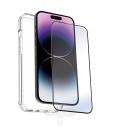 Funda muvit shockproof 2m para apple iphone 15 pro max transparente + protector pantalla cristal templado marco negro