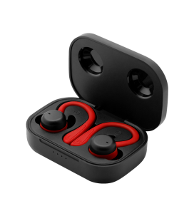 Auriculares deportivos spartan bluetooth 5.3 manos libres accesorios intercambiables detalles en rojo