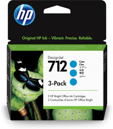 TINTA HP 712 PACK 3 CIAN