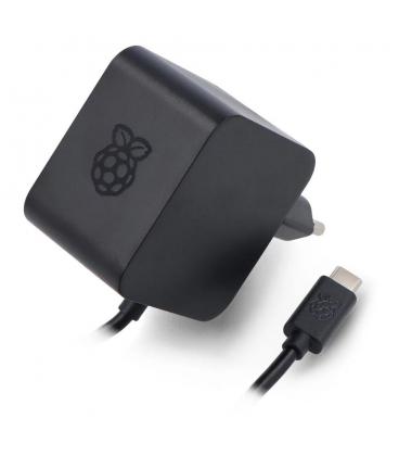 Fuente de alimentacion cargador raspberry pi 5 usb c 27 w color negro