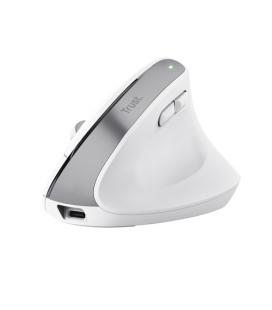 Ratón Ergonómico Inalámbrico por Bluetooth Trust Bayo+/ Batería Recargable/ Hasta 2400 DPI/ Blanco