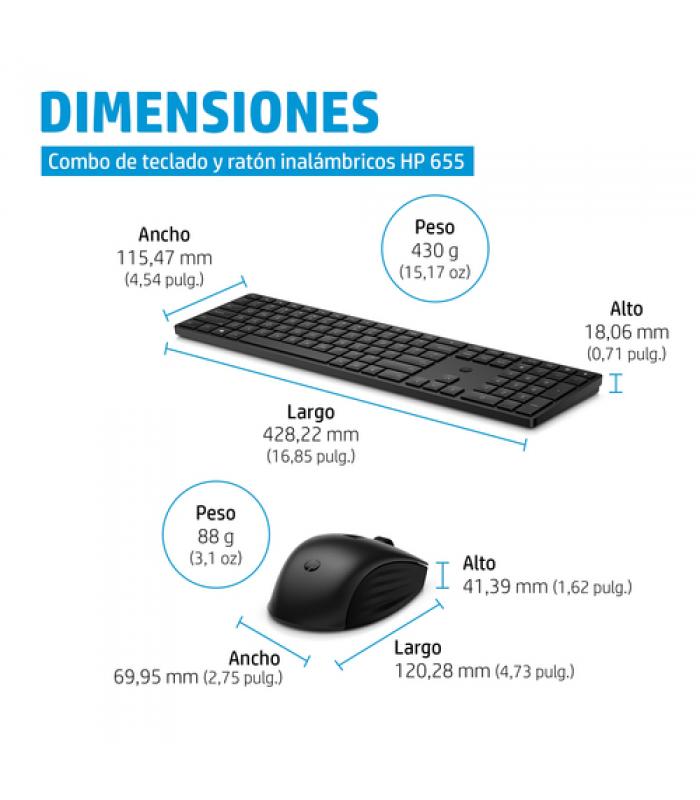 Teclado y raton inalambricos hp combo 655 negro