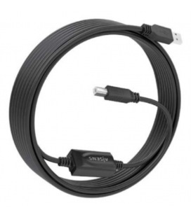 Cable Alargador USB 2.0 con Amplificador Aisens A101-0881/ USB Macho - USB Tipo-B Macho/ 10m/ Negro