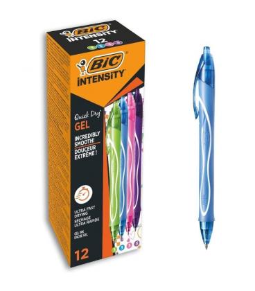 Caja de bolígrafos de tinta de gel retráctil bic gelocity quick dry 964826/ verde, azul, rosa y turquesa