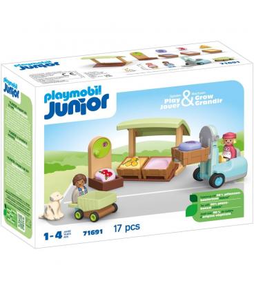 Playmobil junior puesto ecológico y carretilla elevadora