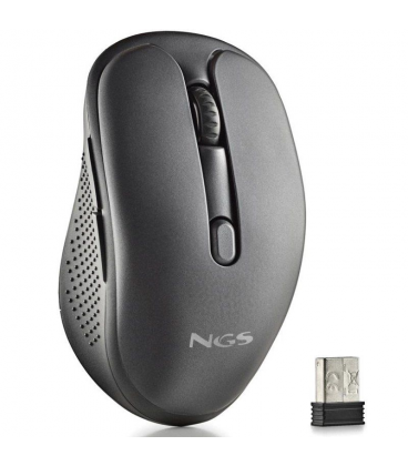 Ratón inalámbrico ngs evo spook silencioso/ batería recargable/ hasta 1600 dpi/ negro