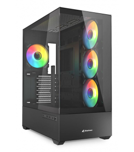 CAJA GAMING SHARKOON AK6 TGV ATX NEGRO 4XVENT 120MM 2XUSB SN FUENTE