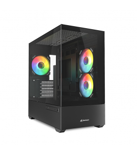 CAJA GAMING SHARKOON MK6 RGC MICRO ATX NEGRO 3XVENT 120MM 2XUSB SN FUENTE