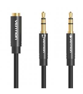 Cable estéreo vention bboby/ 2x jack 3.5 macho - jack 3.5 hembra/ 30cm/ negro